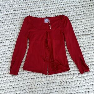 Princess Polly CORABELLE TIE UP TOP RED NWT